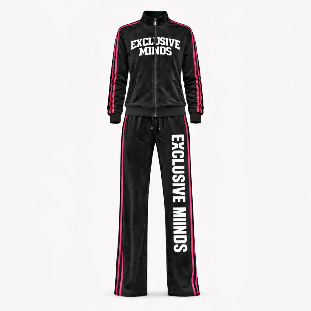 EM Blush Velour Tracksuits - Black