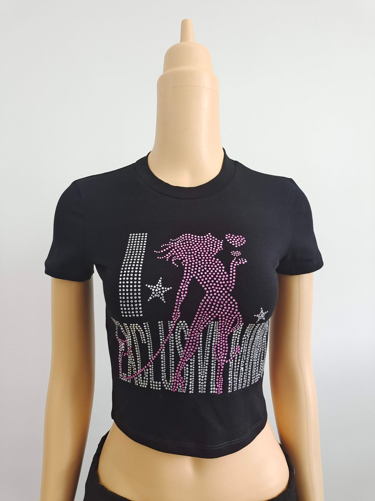 “I 💕 Exclusive Minds” Rhinestone Crop Top (Black)