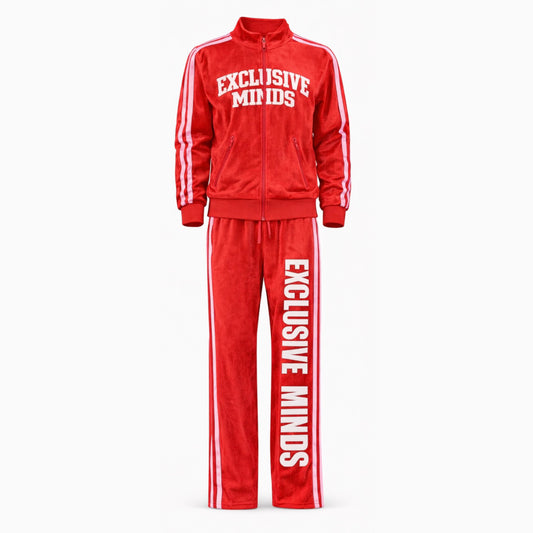 EM Blush Velour Tracksuits - Red