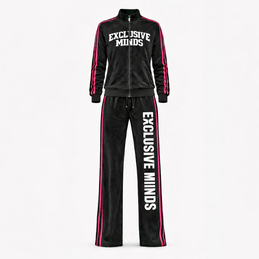 EM Blush Velour Tracksuits - Black